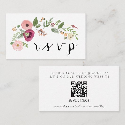 D'accompagnement Carte de réponse au code QR de RSVP de mariage (Devant / Derrière)