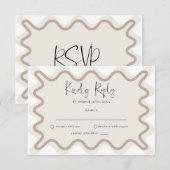 D'accompagnement Carte de réponse avec bordure ondulée beige taupe (Devant / Derrière)