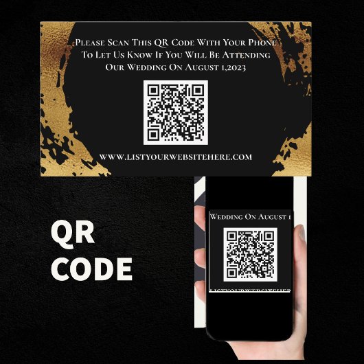 D'accompagnement Carte de réponse de code QR RSVP Black or élégant