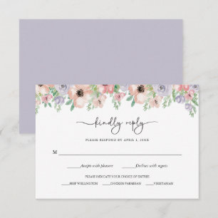 D'accompagnement Carte de réponse de fête florale pastel élégante