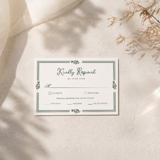 D'accompagnement Carte de réponse de jardin de branche d'olive vert