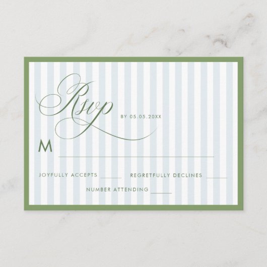 D'accompagnement Carte de réponse de mariage à bordure vert sauge e (Devant)