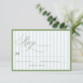 D'accompagnement Carte de réponse de mariage à bordure vert sauge e (Debout devant)