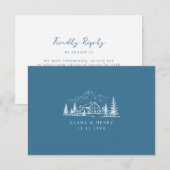 D'accompagnement Carte de réponse de mariage à code QR Blue Mountai (Devant / Derrière)