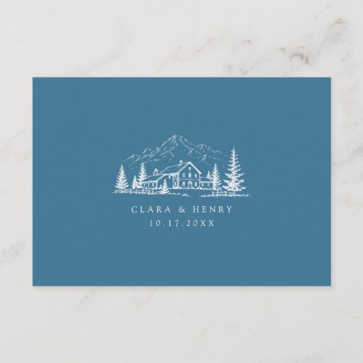 D'accompagnement Carte de réponse de mariage à code QR Blue Mountai (Devant)