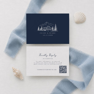 D'accompagnement Carte de réponse de mariage à code QR de montagne