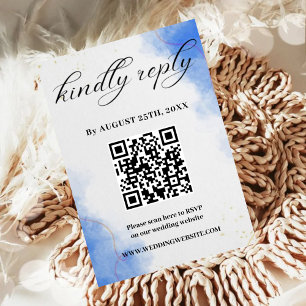 D'accompagnement Carte de réponse de mariage à l'aquarelle bleue mo