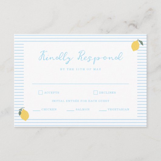 D'accompagnement Carte de réponse de mariage Amalfi bleu côtier au (Devant)