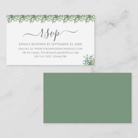 D'accompagnement Carte de réponse de mariage au eucalyptus (Devant / Derrière)