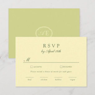 D'accompagnement Carte de réponse de mariage au monogramme jaune be