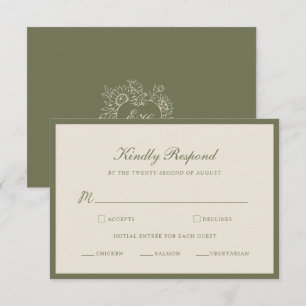 D'accompagnement Carte de réponse de mariage automnal Olive Sage