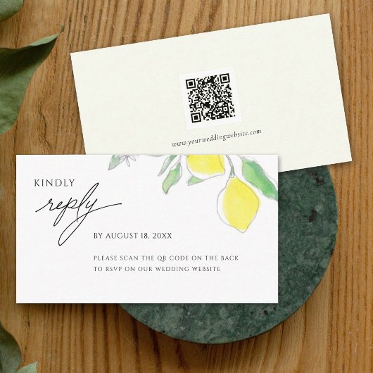 D'accompagnement Carte de réponse de mariage aux citrons et feuille
