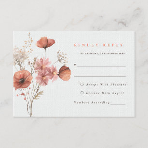 D'accompagnement Carte de réponse de mariage aux fleurs romantiques