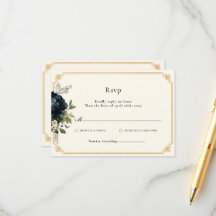 Carte de réponse de mariage aux pivoines bleues ro