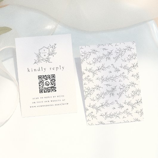 D'accompagnement Carte de réponse de mariage avec code QR et initia