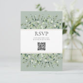 D'accompagnement Carte de réponse de mariage avec code QR Eucalyptu (Debout devant)