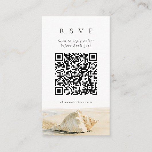 D'accompagnement Carte de réponse de mariage avec code QR Shell Cre (Devant)