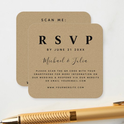 D'accompagnement Carte de réponse de mariage avec code QR sur papie