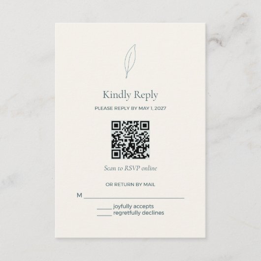 D'accompagnement Carte de réponse de mariage avec QR Code Olive Bra (Devant)