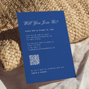D'accompagnement Carte de réponse de mariage bleu cobalt avec code