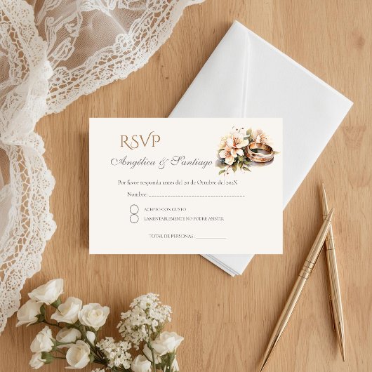 D'accompagnement Carte de réponse de mariage bohème espagnol