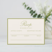D'accompagnement Carte de réponse de mariage calligraphiée Olive Es (Debout devant)