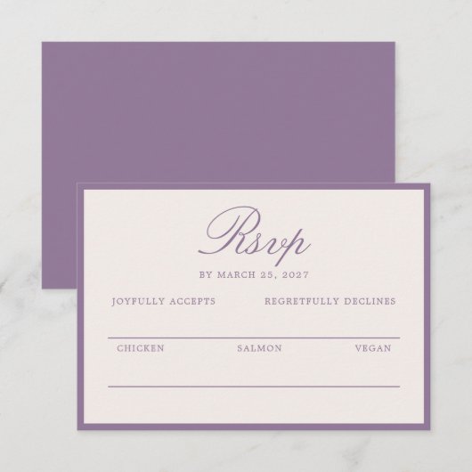 D'accompagnement Carte de réponse de mariage calligraphiée Olive Es (Devant / Derrière)