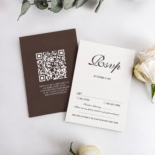 D'accompagnement Carte de réponse de mariage classique marron