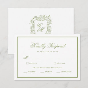 D'accompagnement Carte de réponse de mariage de jardin en vert saug