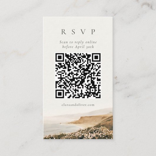 D'accompagnement Carte de réponse de mariage de plage avec code QR (Devant)