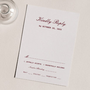 D'accompagnement Carte de réponse de mariage élégante crème et burg
