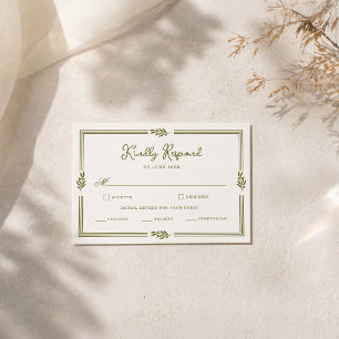 D'accompagnement Carte de réponse de mariage élégante verte olive t