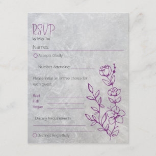 D'accompagnement Carte de réponse de mariage en béton gris et viole
