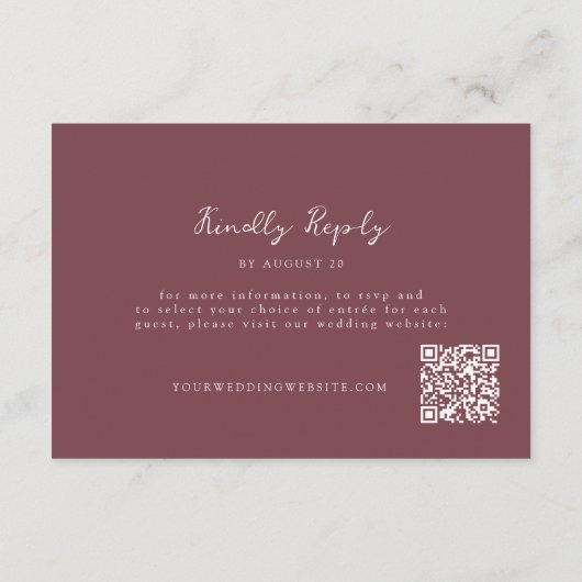 D'accompagnement Carte de réponse de mariage en ligne avec QR Code  (Dos)