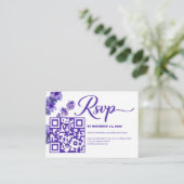 D'accompagnement Carte de réponse de mariage floral avec code QR (Debout devant)