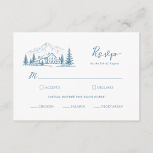 D'accompagnement Carte de réponse de mariage hivernal en montagne b