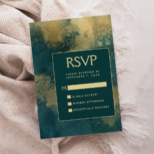 D'accompagnement Carte de réponse de mariage moderne abstraite aqua