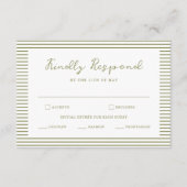 D'accompagnement Carte de réponse de mariage moderne vert olive (Devant)