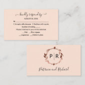 D'accompagnement Carte de réponse de mariage Monogram Peach Rose (Devant / Derrière)