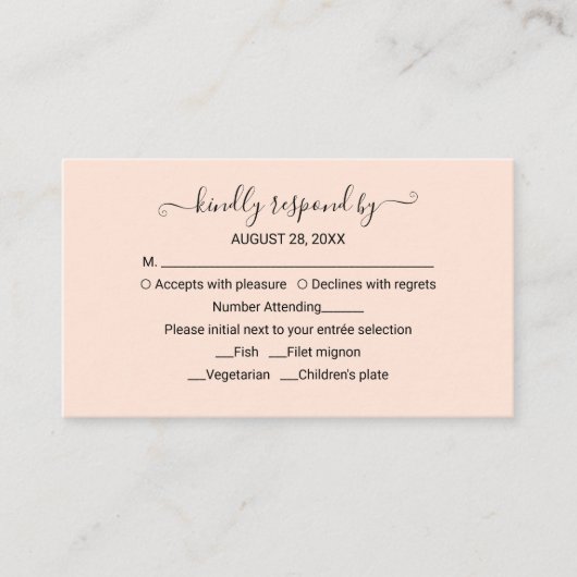 D'accompagnement Carte de réponse de mariage Monogram Peach Rose (Devant)