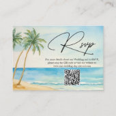 D'accompagnement Carte de réponse de mariage QR Code avec plage et (Devant)