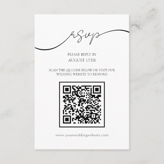 D'accompagnement Carte de réponse de mariage QR Code écriture éléga (Devant)