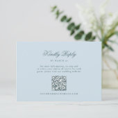 D'accompagnement Carte de réponse de mariage QR Code Hiver Bleu Gla (Debout devant)