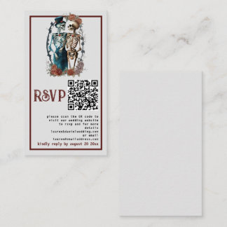 D'accompagnement Carte de réponse de mariage QR couple squelette fl