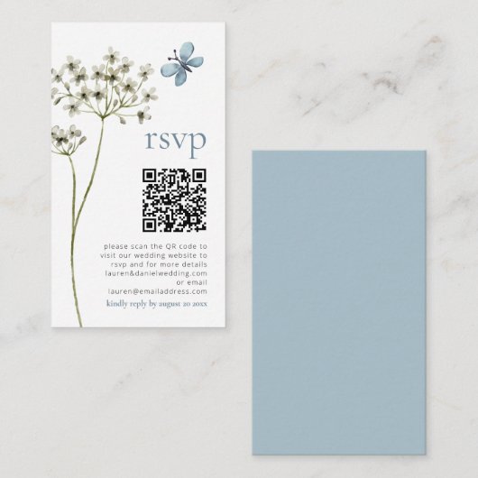 D'accompagnement Carte de réponse de mariage QR Fleur sauvage Papil (Devant / Derrière)