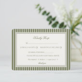 D'accompagnement Carte de réponse de mariage rayée vert olive Marti (Debout devant)