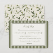 D'accompagnement Carte de réponse de mariage rayée vert olive Marti (Devant / Derrière)