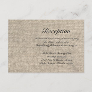 D'accompagnement Carte de réponse de mariage rustique en toile de j