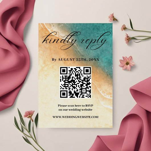 D'accompagnement Carte de réponse de mariage tropical sur la plage