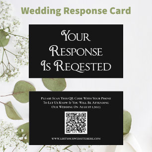 D'accompagnement Carte de réponse du code QR du mariage noir blanc